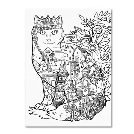 Trademark Fine Art Oxana Ziaka 'Armenia Cat: LINE ART' Canvas Art, 14x19 ALI11625-C1419GG